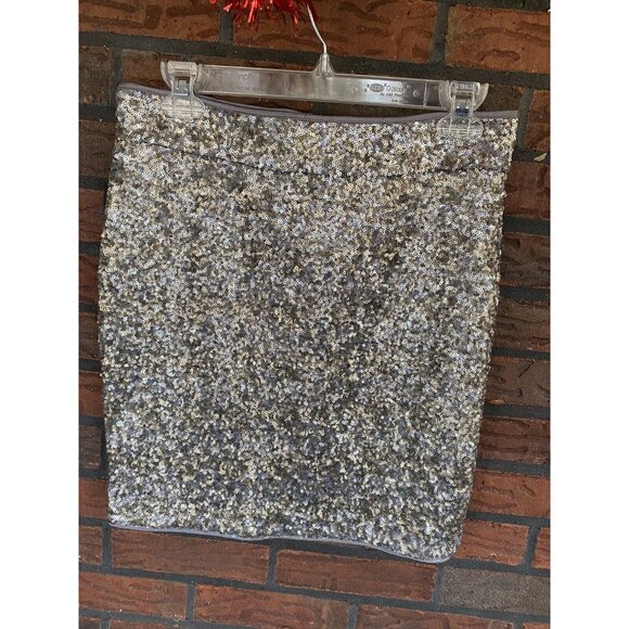 Cache Silver Sequin Skirt Size 4 Straight Pencil Party Lined Back Zipper NWT - Picture 7 of 12
